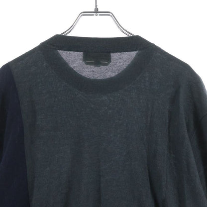 Hermes Cashmere Blend Bicolor Knit Sweater Gray Navy