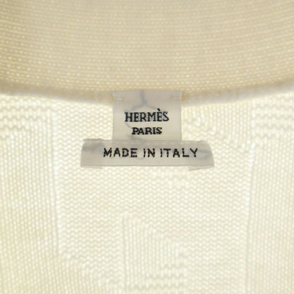 Hermes Logo Short Sleeve Long Knit Cardigan White