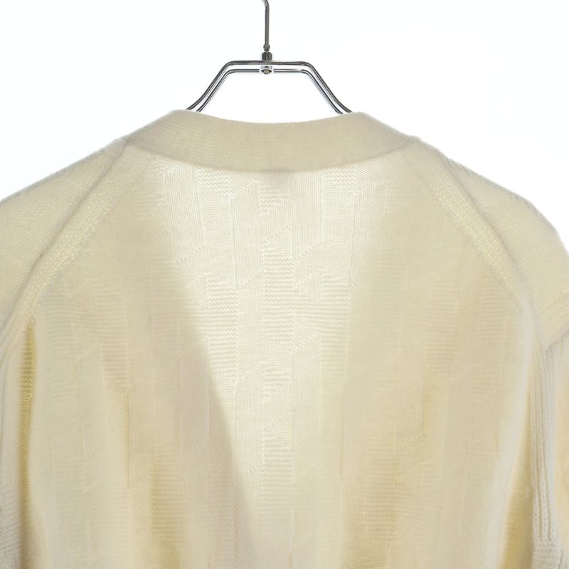Hermes Logo Short Sleeve Long Knit Cardigan White