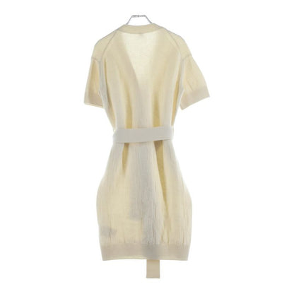 Hermes Logo Short Sleeve Long Knit Cardigan White