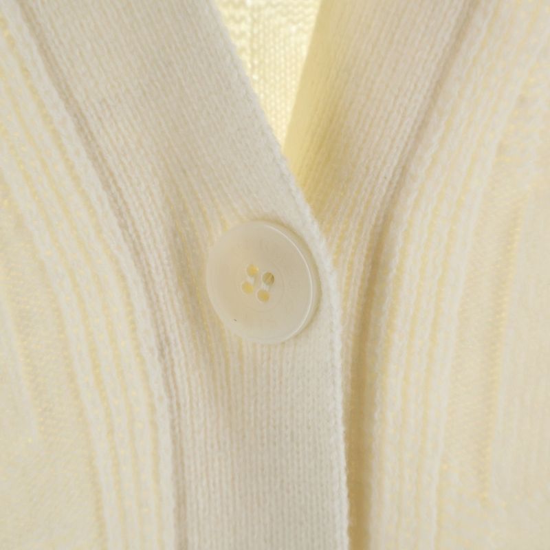 Hermes Logo Short Sleeve Long Knit Cardigan White