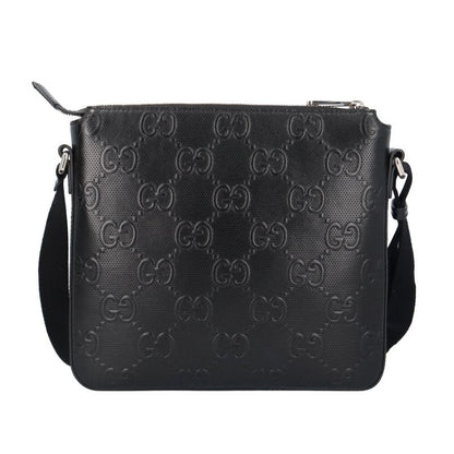 Gucci Messenger Bag GG Embossed Leather Black