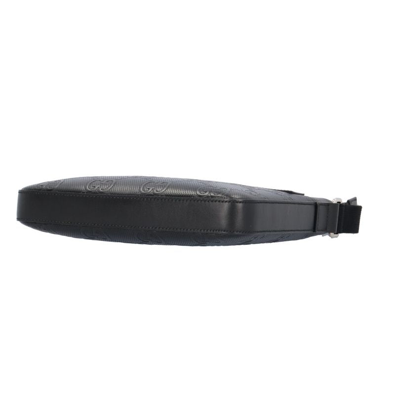 Gucci Messenger Bag GG Embossed Leather Black