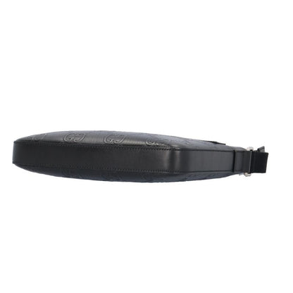 Gucci Messenger Bag GG Embossed Leather Black