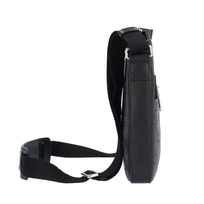 Gucci Messenger Bag GG Embossed Leather Black