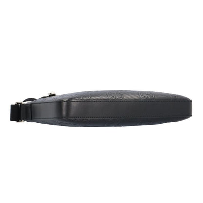 Gucci Messenger Bag GG Embossed Leather Black