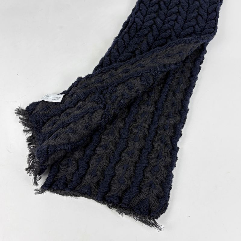 Loewe Scarf Anagram Wool Silk Polyurethane Navy
