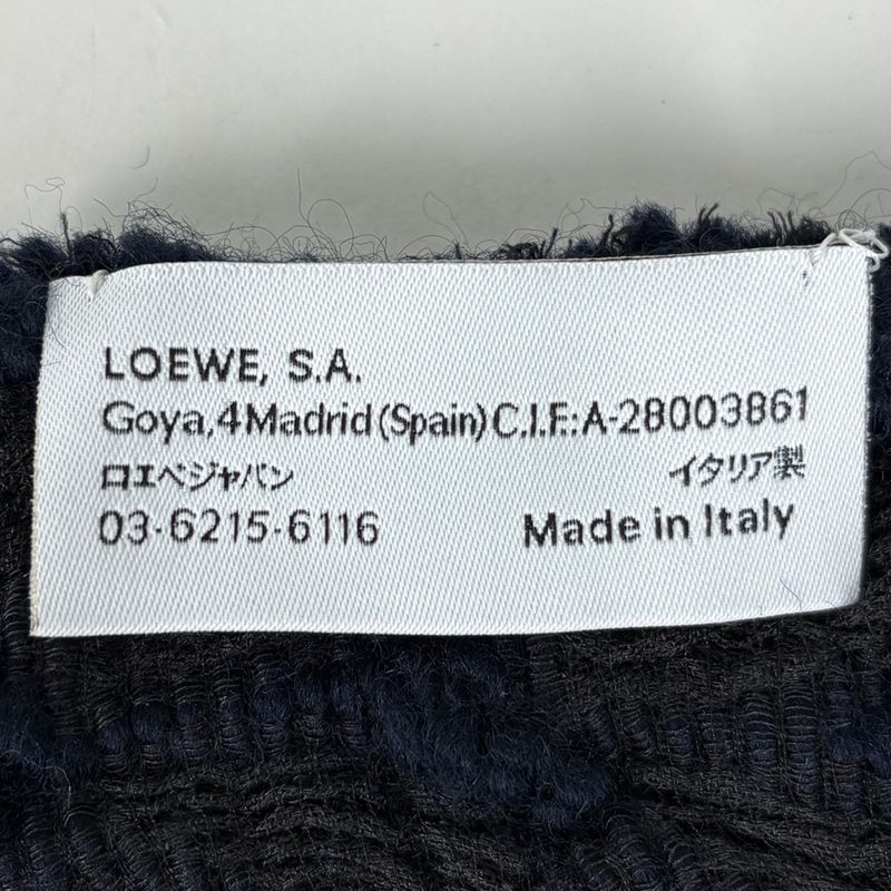 Loewe Scarf Anagram Wool Silk Polyurethane Navy