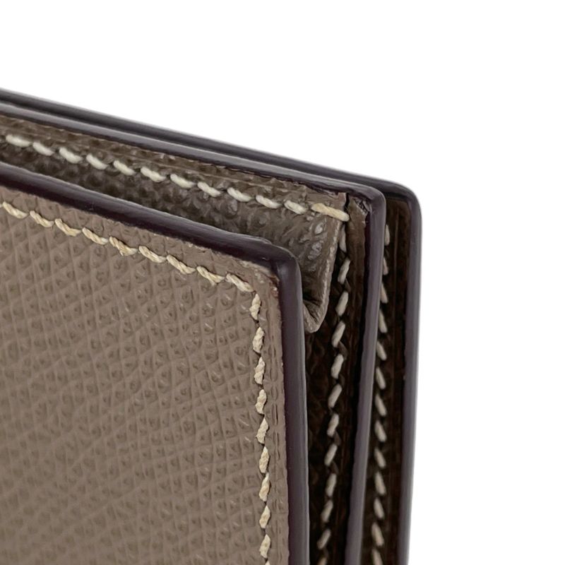 Hermes Bearn Souffle Logo Bifold Wallet Veau Epsom Etoupe