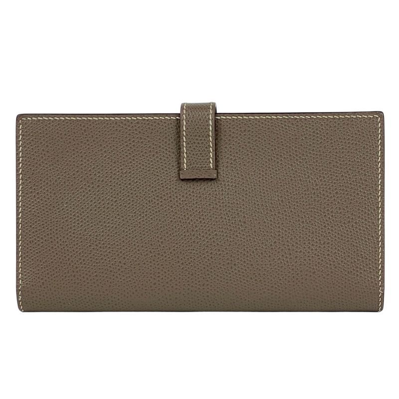 Hermes Bearn Souffle Logo Bifold Wallet Veau Epsom Etoupe