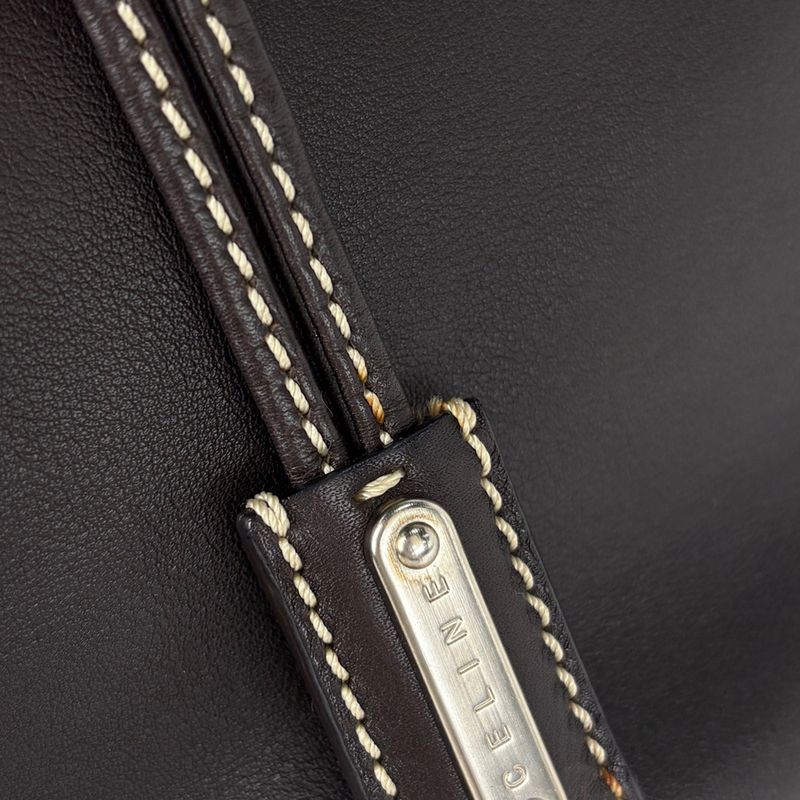 Celine Logo Handbag Blason Leather Dark Brown