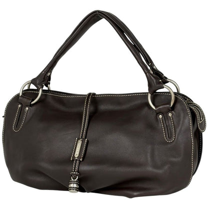 Celine Logo Handbag Blason Leather Dark Brown