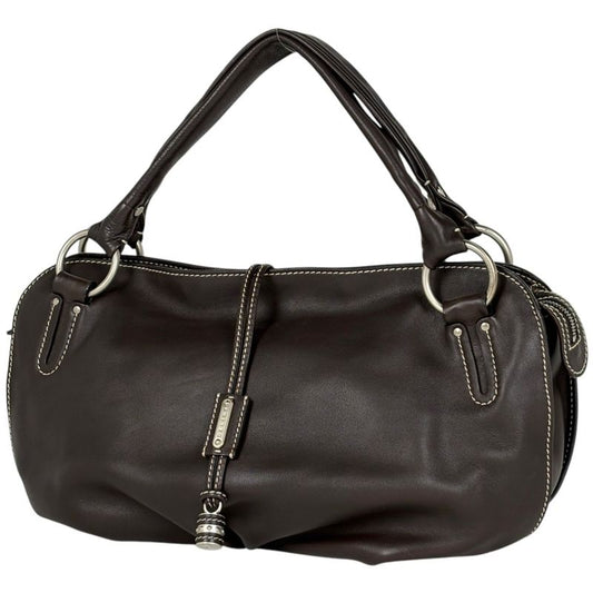 Celine Logo Handbag Blason Leather Dark Brown