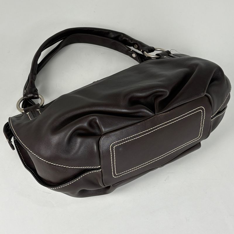 Celine Logo Handbag Blason Leather Dark Brown