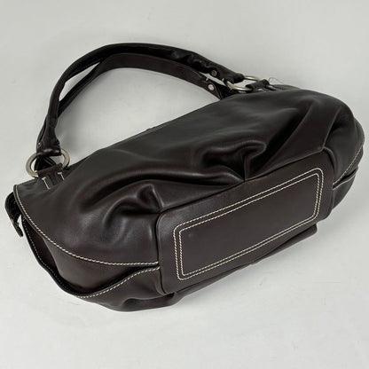 Celine Logo Handbag Blason Leather Dark Brown