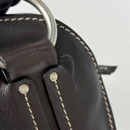 Celine Logo Handbag Blason Leather Dark Brown