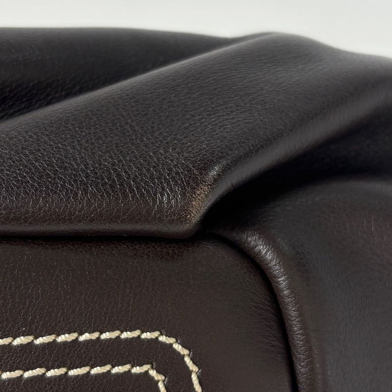 Celine Logo Handbag Blason Leather Dark Brown