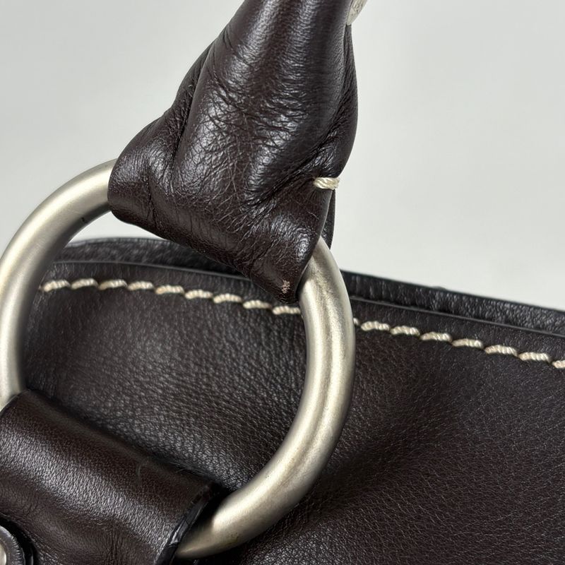 Celine Logo Handbag Blason Leather Dark Brown