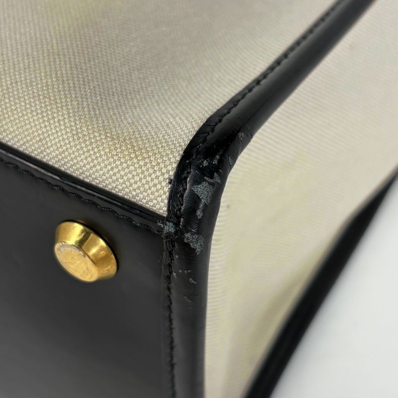 Balenciaga Tote 2-Way Shoulder Bag Canvas White Black