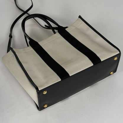 Balenciaga Tote 2-Way Shoulder Bag Canvas White Black