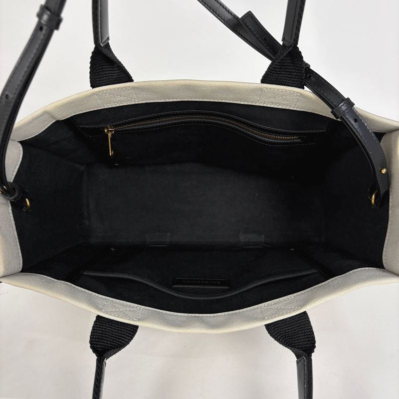 Balenciaga Tote 2-Way Shoulder Bag Canvas White Black
