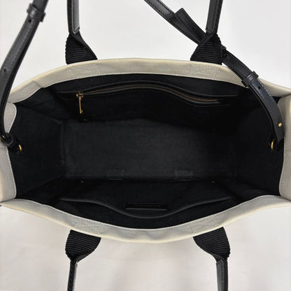 Balenciaga Tote 2-Way Shoulder Bag Canvas White Black
