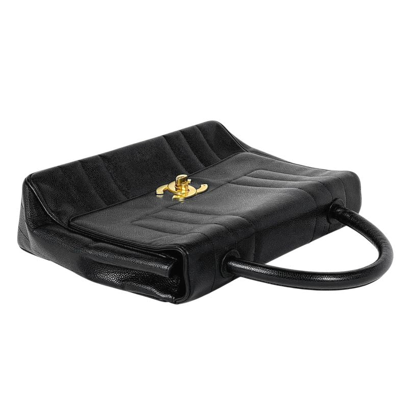 Chanel Mademoiselle Handbag CC Logo Caviar Leather Black
