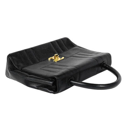 Chanel Mademoiselle Handbag CC Logo Caviar Leather Black