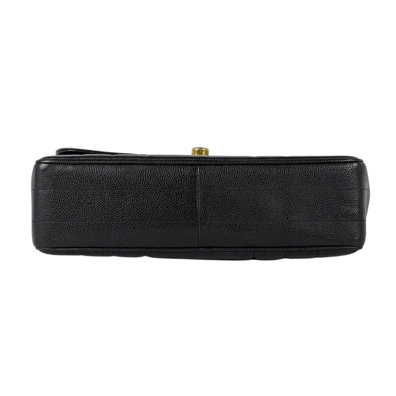 Chanel Mademoiselle Handbag CC Logo Caviar Leather Black