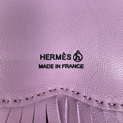 Hermes Petit Ash Tiger Key Holder Bag Charm Leather Silk Purple