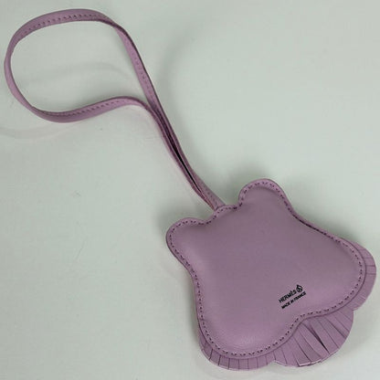 Hermes Petit Ash Tiger Key Holder Bag Charm Leather Silk Purple