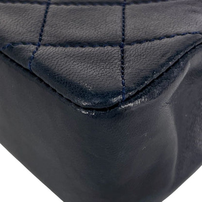 Chanel CC Logo Chain Shoulder Bag Mini Quilted Leather Navy