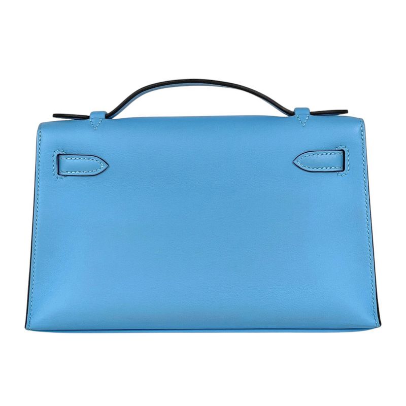 Hermes Pochette Kelly Handbag Voswift Blue Aztec