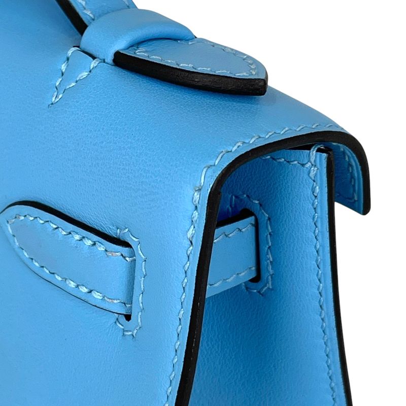Hermes Pochette Kelly Handbag Voswift Blue Aztec