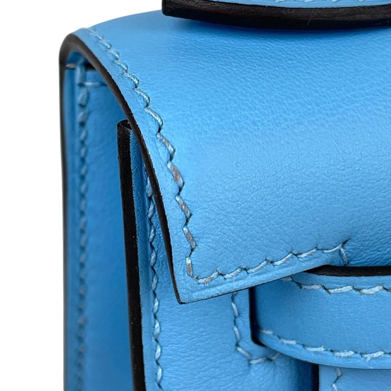 Hermes Pochette Kelly Handbag Voswift Blue Aztec