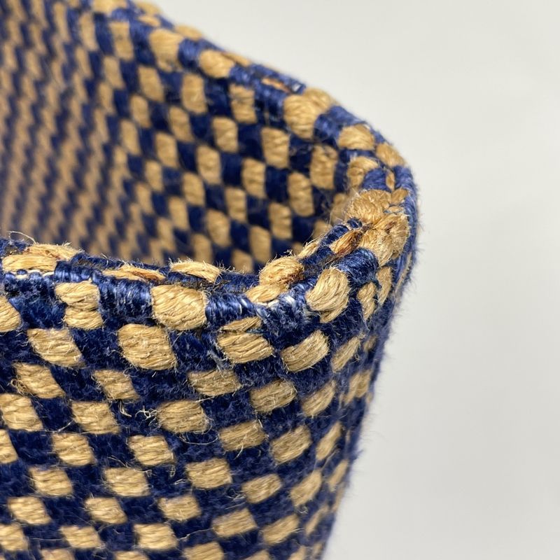Hermes Pannier Bus PM Jute Tote Linen Blue Beige