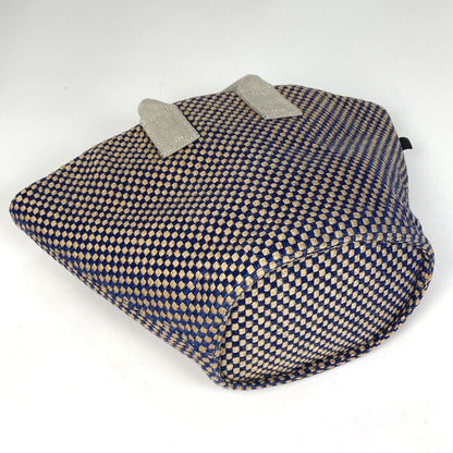 Hermes Pannier Bus PM Jute Tote Linen Blue Beige