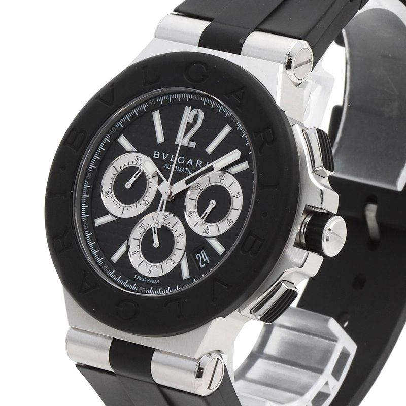 Bvlgari Diagono Chronograph Watch SS Rubber