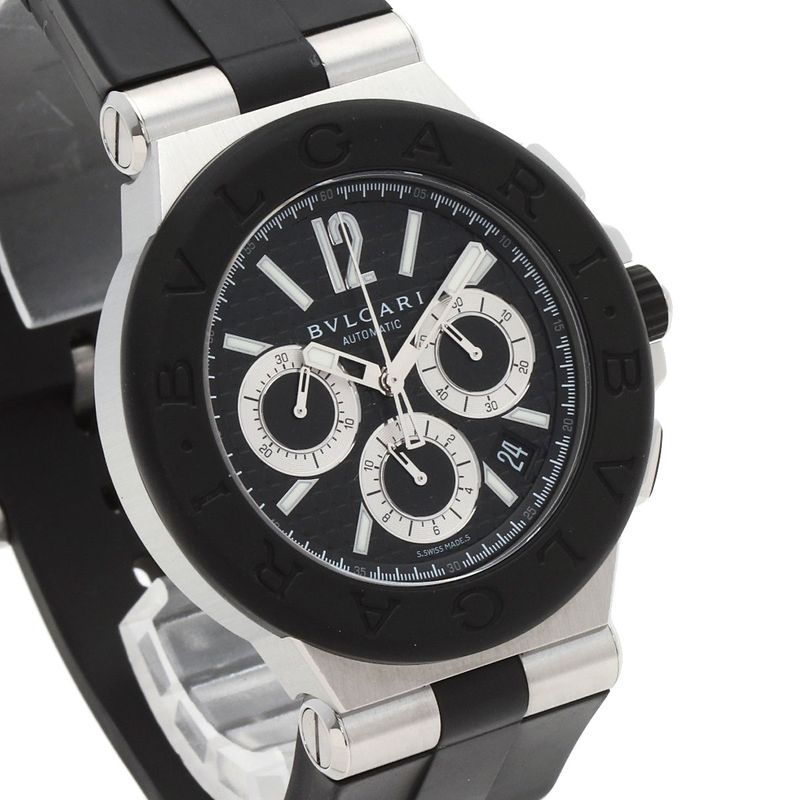 Bvlgari Diagono Chronograph Watch SS Rubber