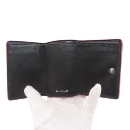 Balenciaga Logo Trifold Wallet Bifold Leather