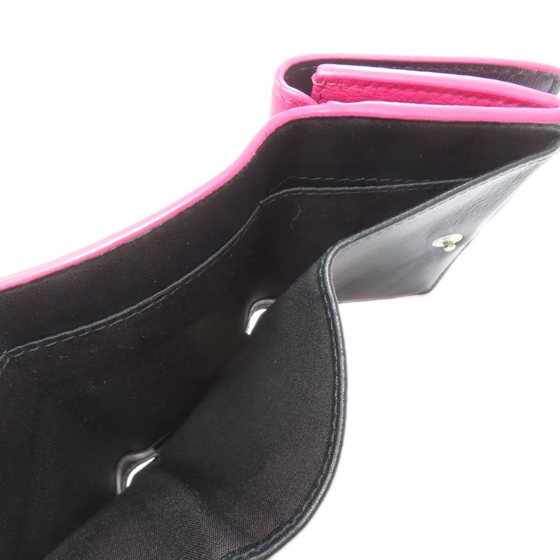 Balenciaga Logo Trifold Wallet Bifold Leather