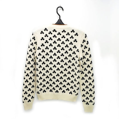 Hermes Clover Cardigan Ivory 36 Cashmere Knit Long Sleeve