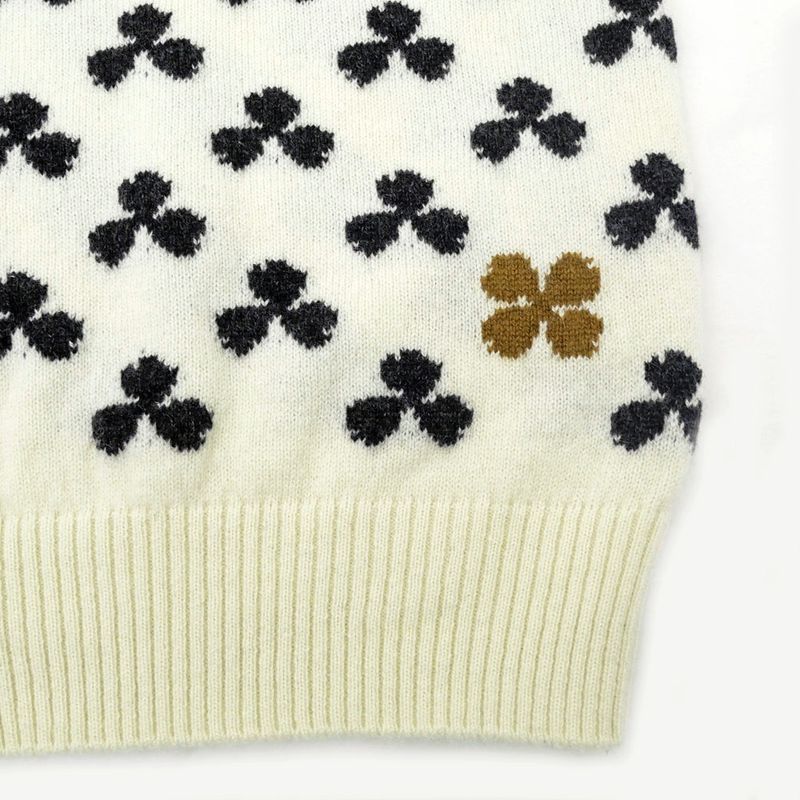 Hermes Clover Cardigan Ivory 36 Cashmere Knit Long Sleeve