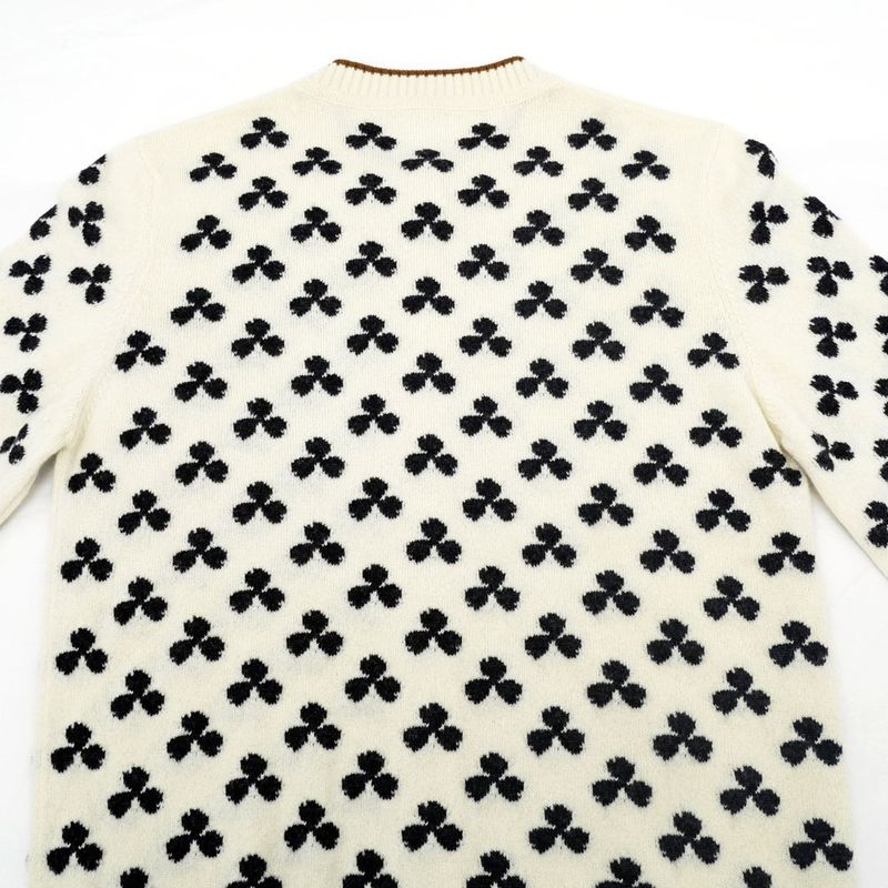 Hermes Clover Cardigan Ivory 36 Cashmere Knit Long Sleeve
