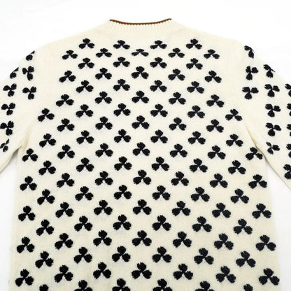 Hermes Clover Cardigan Ivory 36 Cashmere Knit Long Sleeve