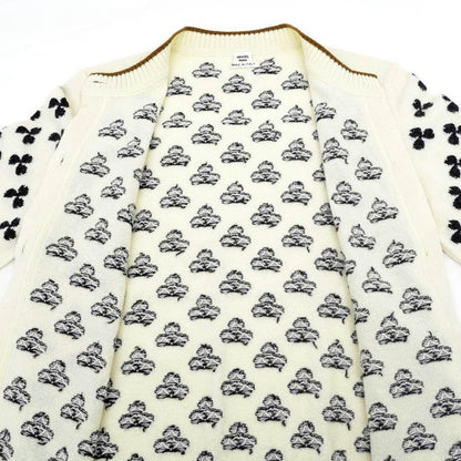 Hermes Clover Cardigan Ivory 36 Cashmere Knit Long Sleeve