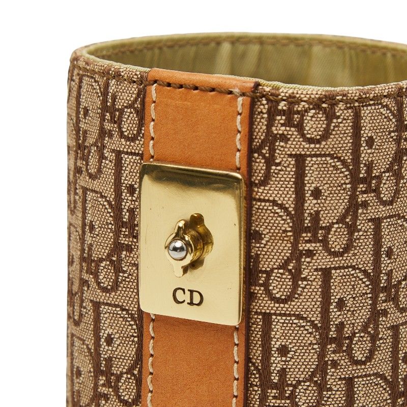 Dior Trotter Pen Stand Pen Case Beige Brown Canvas Leather