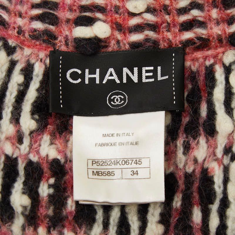 Chanel Knit Coat Gown 34 Pink Multicolor Wool Nylon Mohair