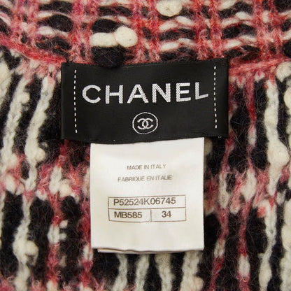 Chanel Knit Coat Gown 34 Pink Multicolor Wool Nylon Mohair