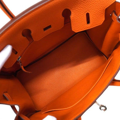 Hermes Handbag Birkin 25 Togo Orange Silver
